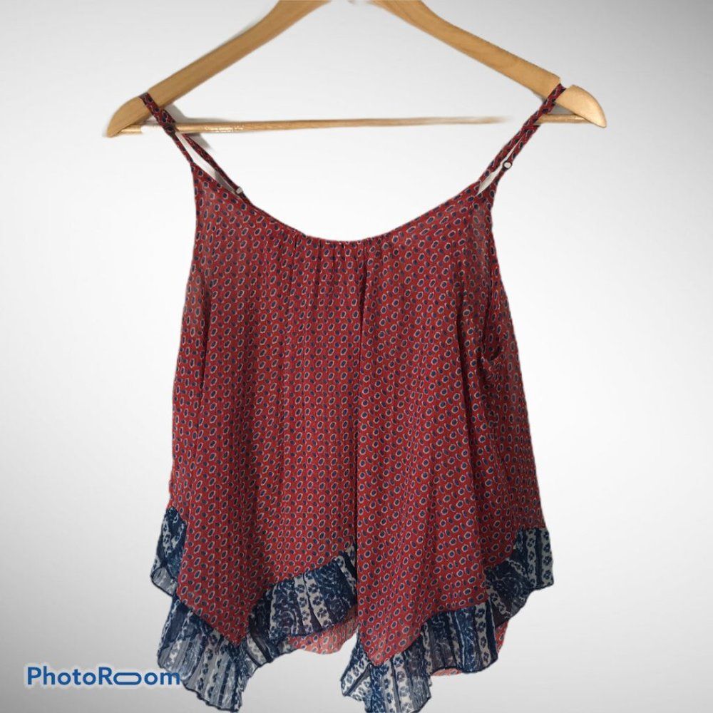 Abercrombie & Fitch Red Blue Flowy Tank Top/Cami 0086